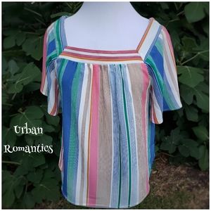 Urban Romantics | Square Neck Summer Colored Stripe Womens Top NWOT. Size M